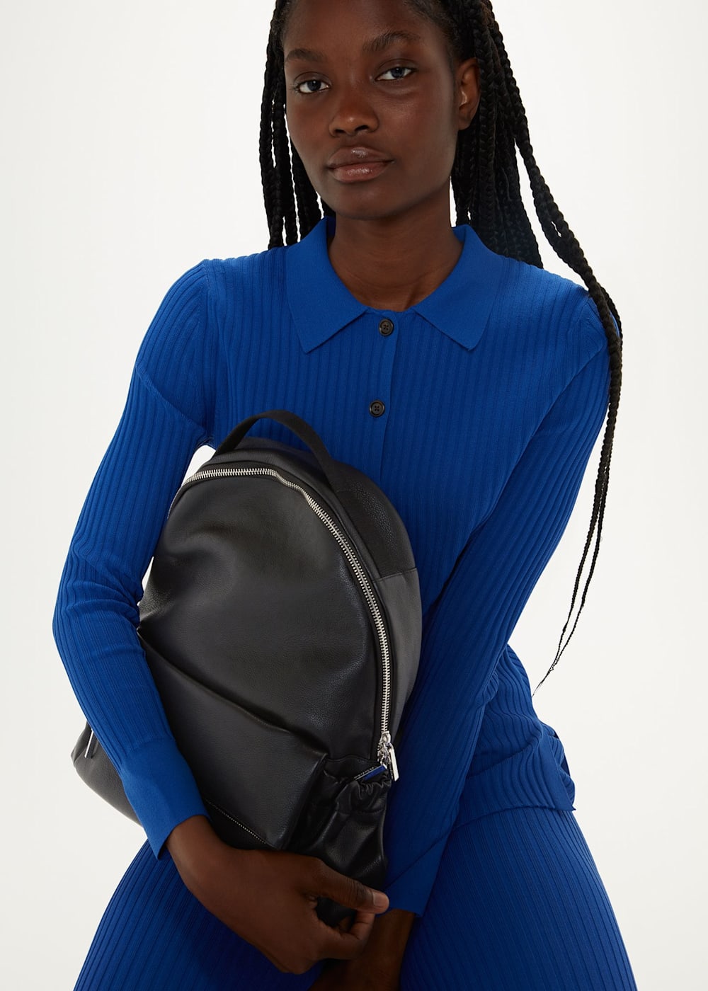 Whistles black leather backpack deals