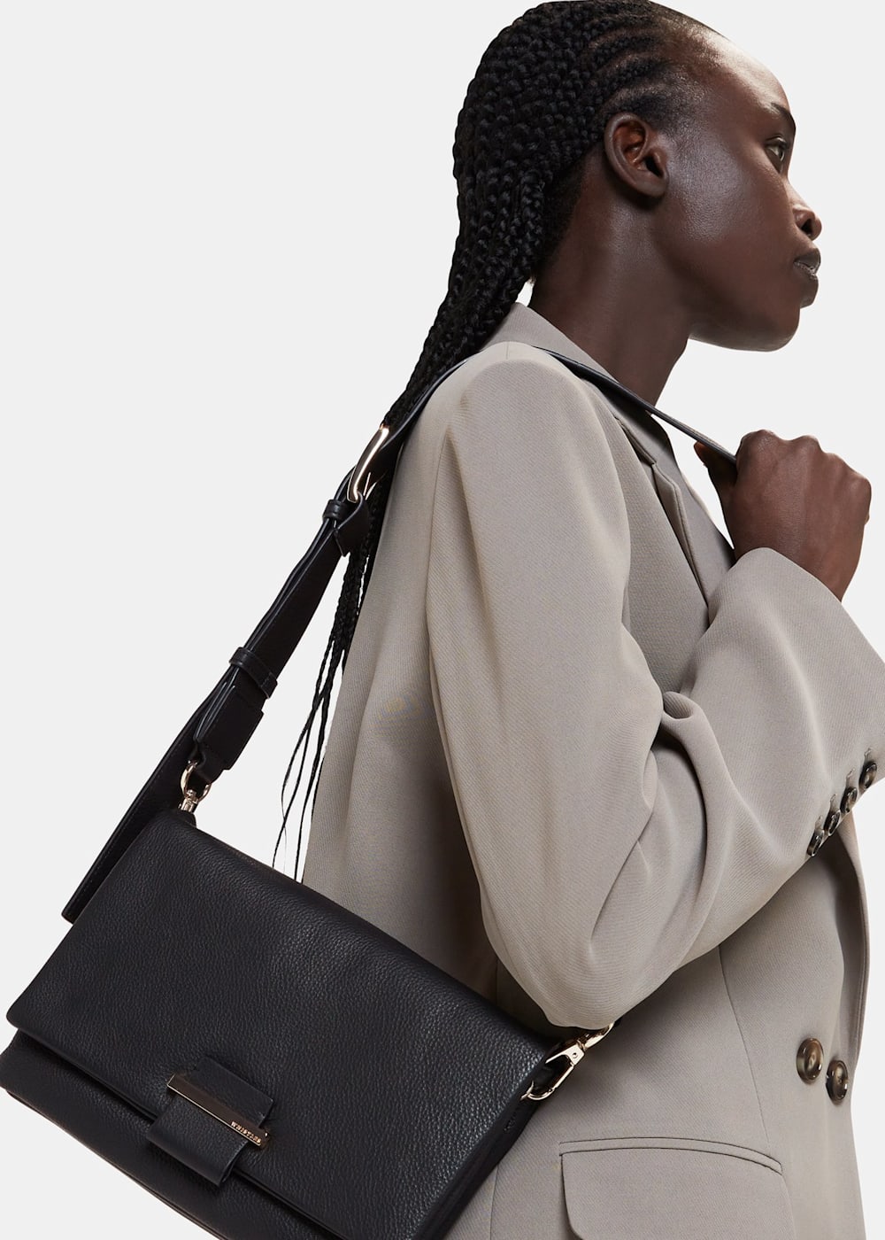 Black Teo Crossbody Bag WHISTLES Whistles ROW