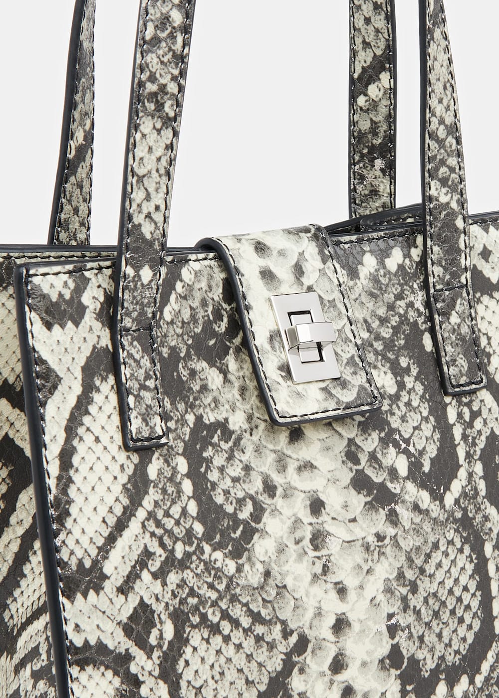 Grey Eben Snake Mini Turn Lock Tote WHISTLES Whistles UK