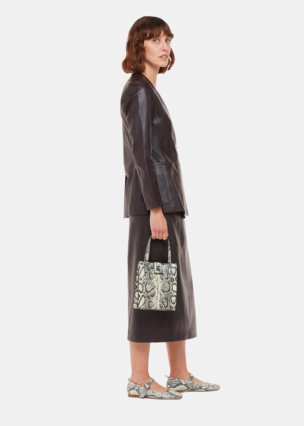Grey Eben Snake Mini Turn Lock Tote WHISTLES Whistles UK