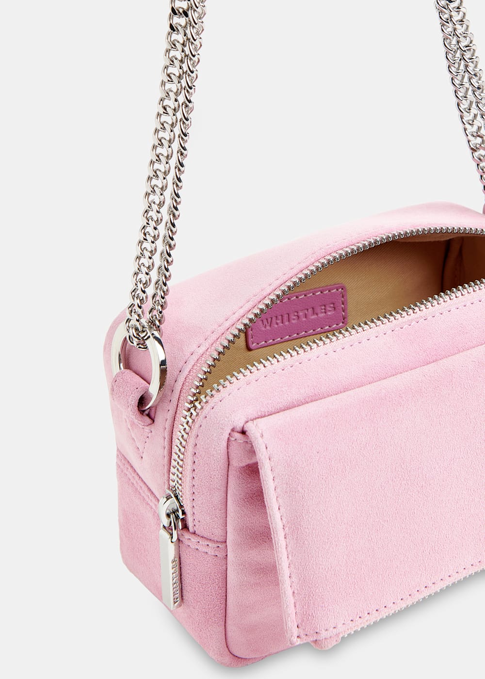 Pale pink suede bag best sale