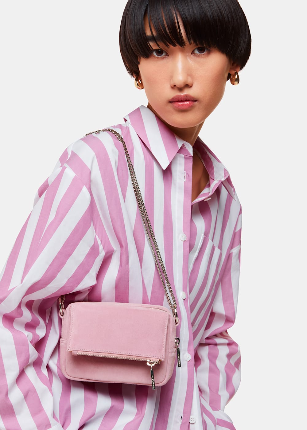 Pale Pink Bibi Suede Mini Bag WHISTLES Whistles ROW