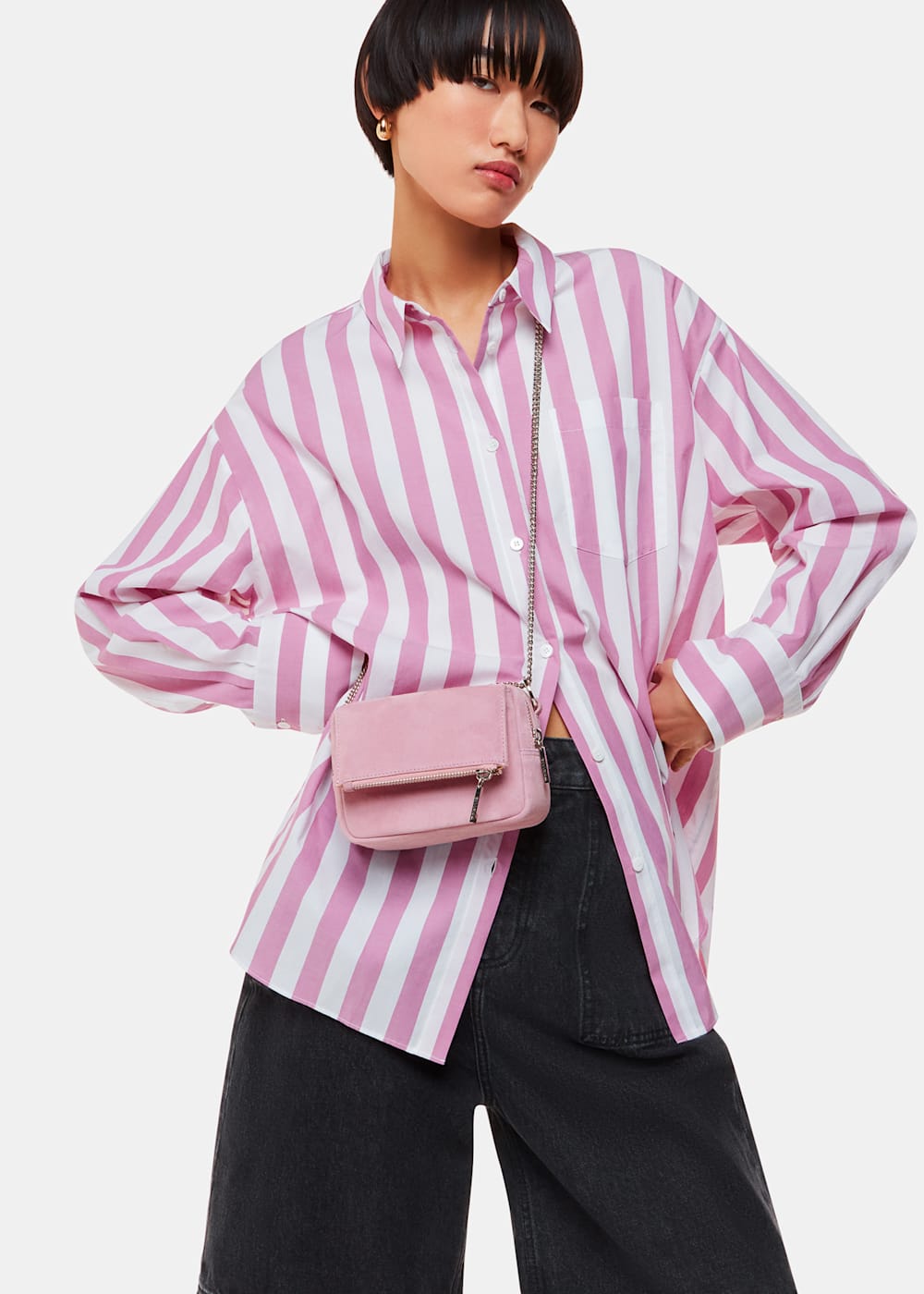 Pale Pink Bibi Suede Mini Bag WHISTLES Whistles ROW