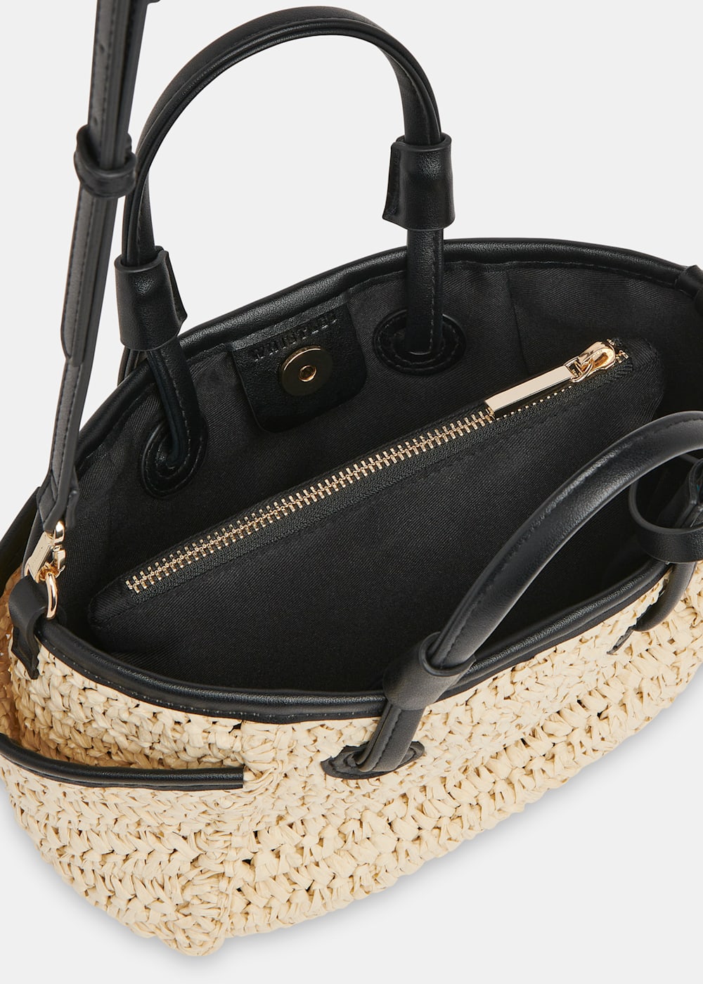 Neutral Aylin Mini Straw Tote Bag WHISTLES Whistles ROW