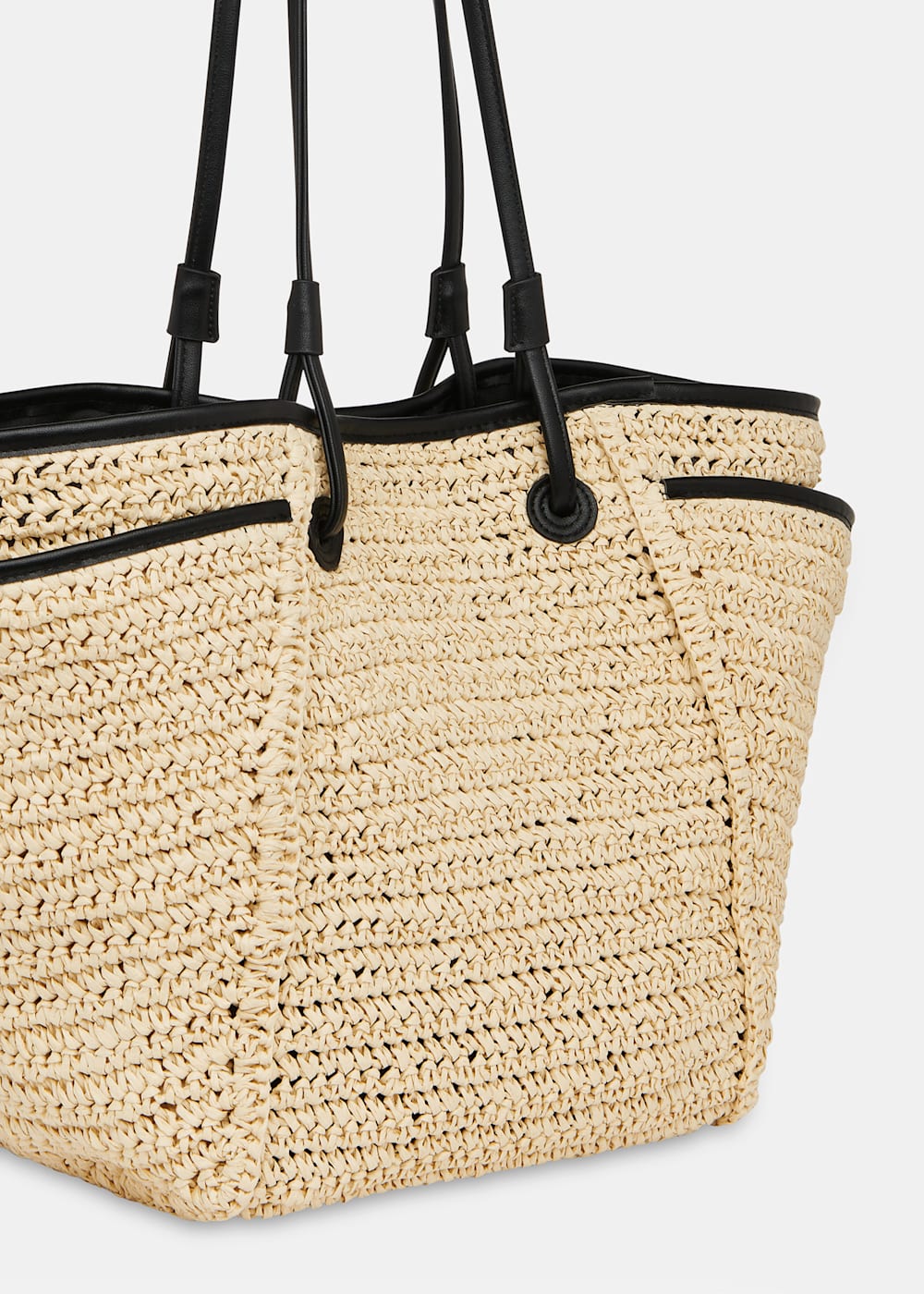 Black straw beach bag deals