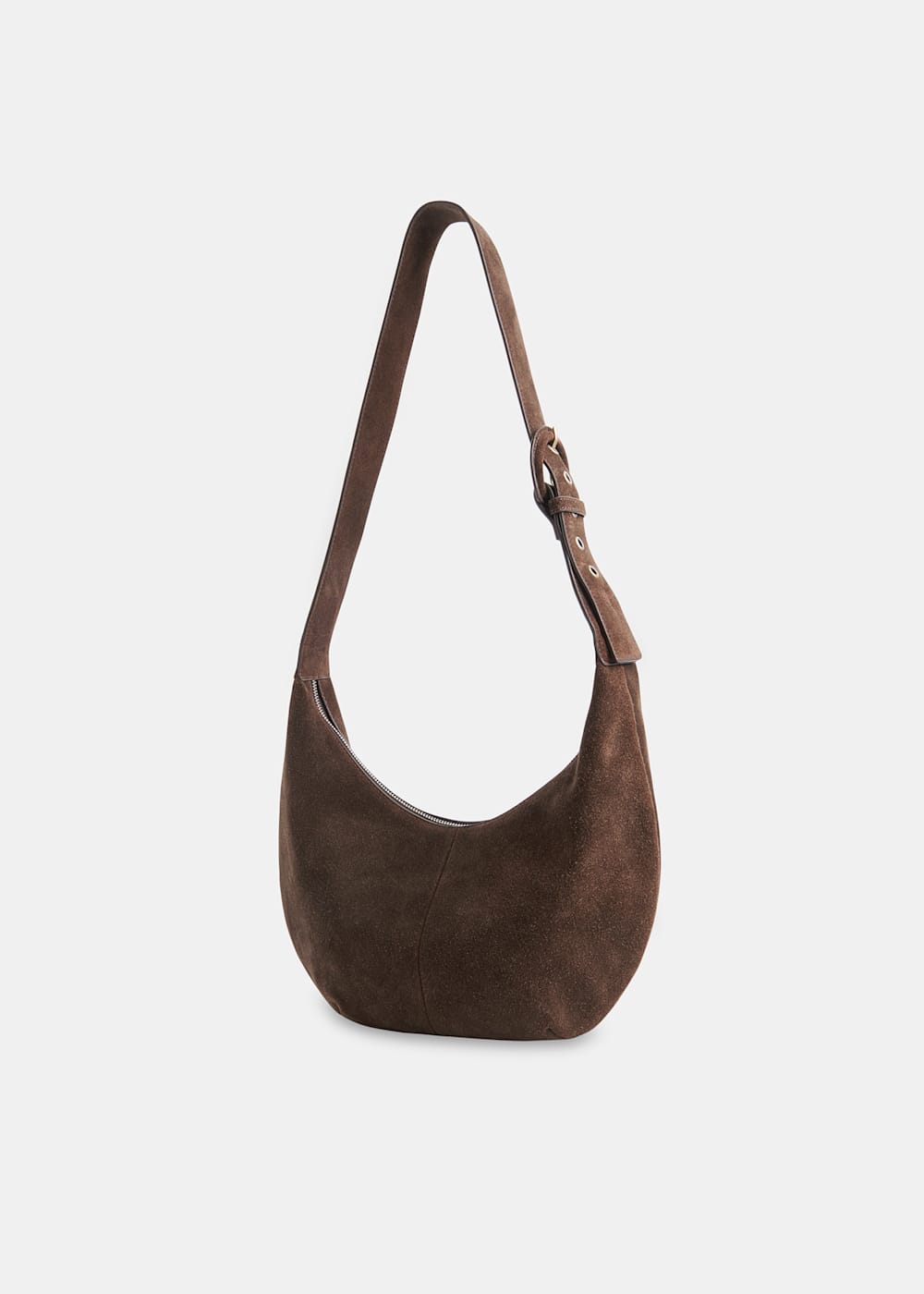 Chocolate Sia Suede Curved Crossbody Bag WHISTLES Whistles UK