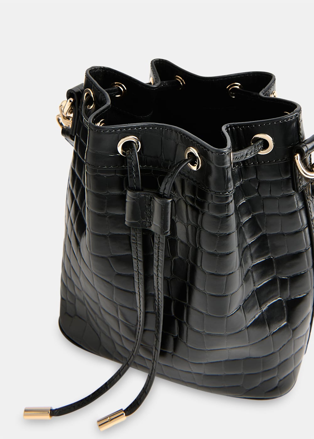 Black Giulia Croc Bucket Bag WHISTLES Whistles UK