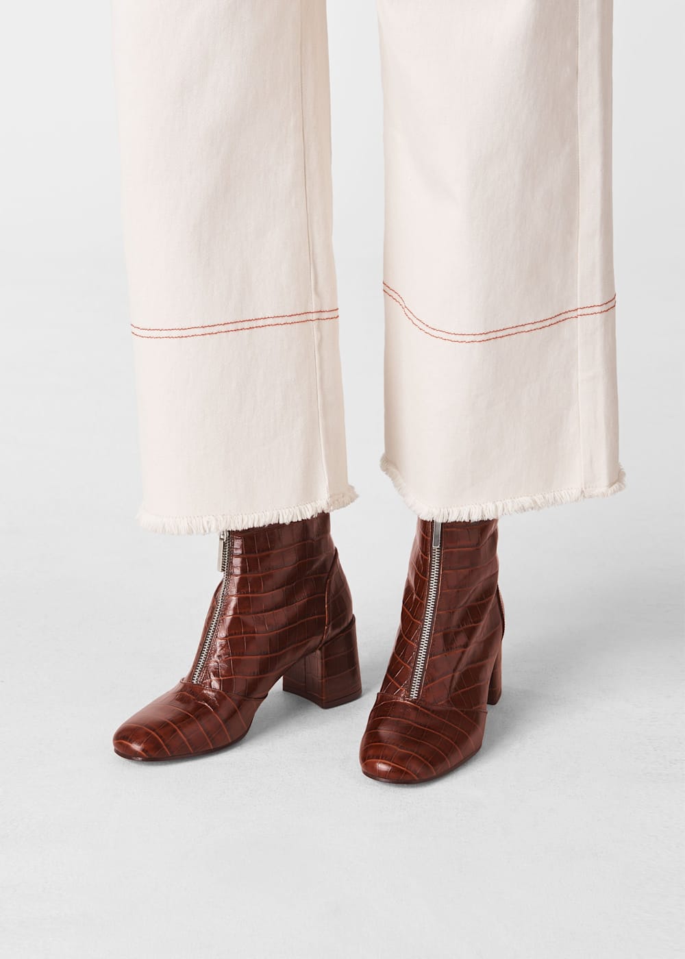 Brown Rowan Croc Zip Front Boot WHISTLES Whistles UK