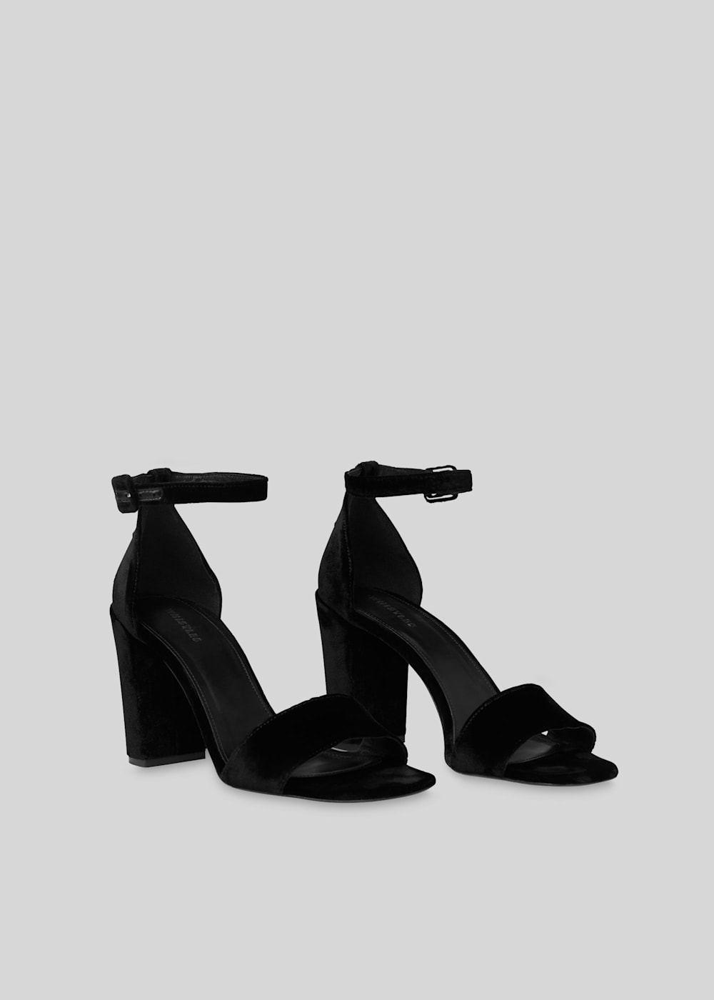 Black Alba Velvet Block Heel Sandal WHISTLES Whistles US