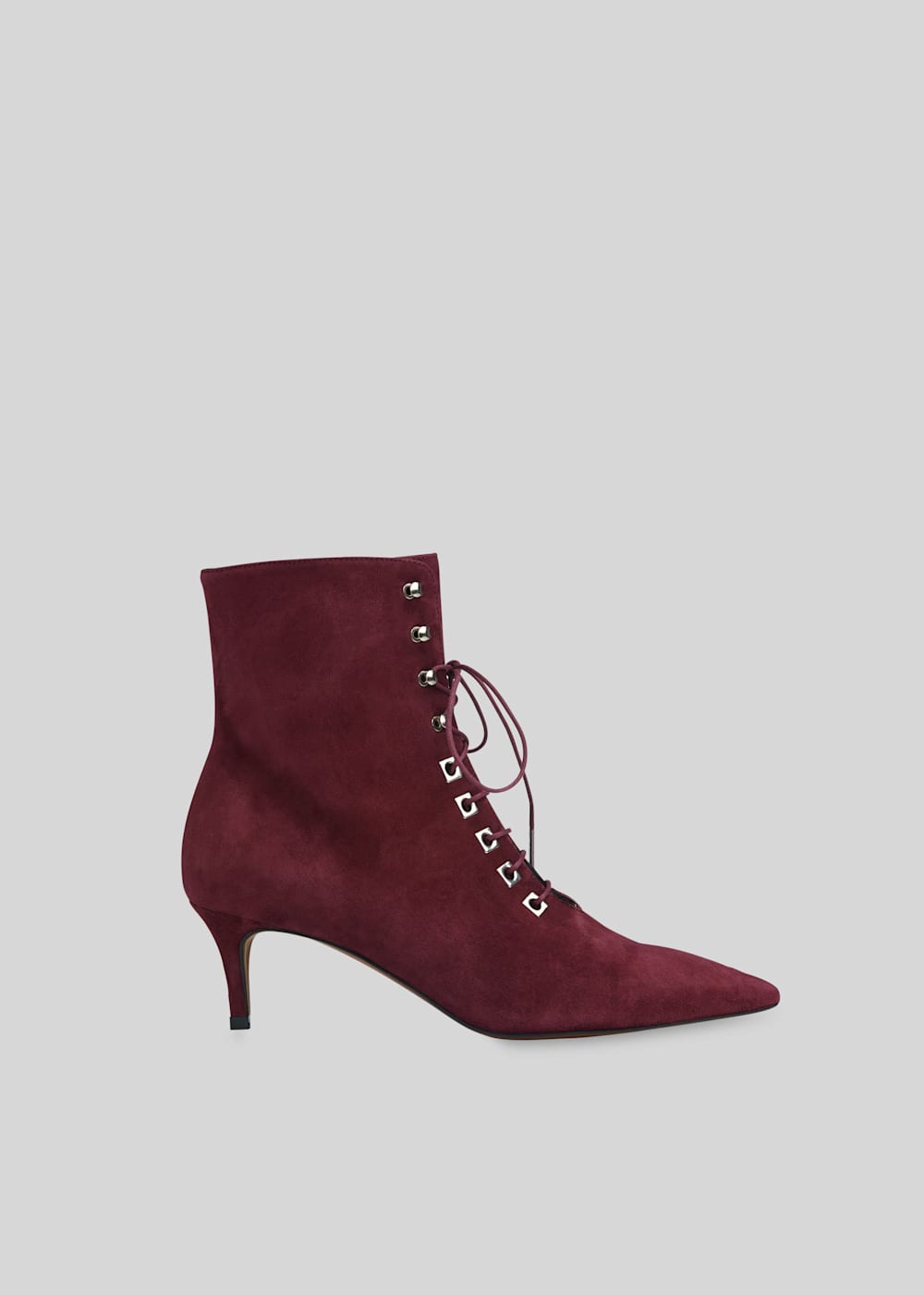 Burgundy kitten heel boots hotsell