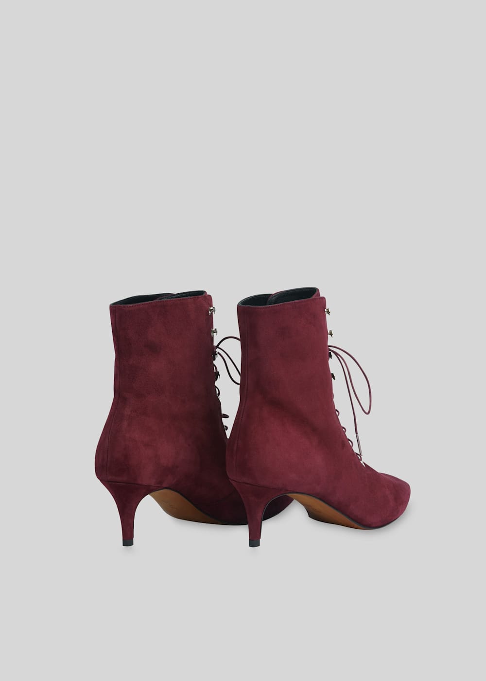 Burgundy kitten heel boots hot sale