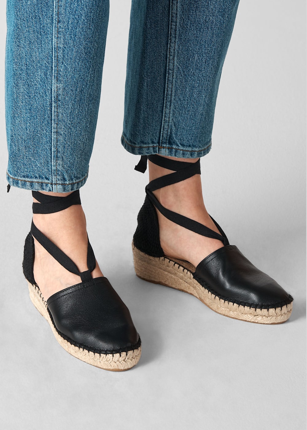 Black ankle tie espadrilles online