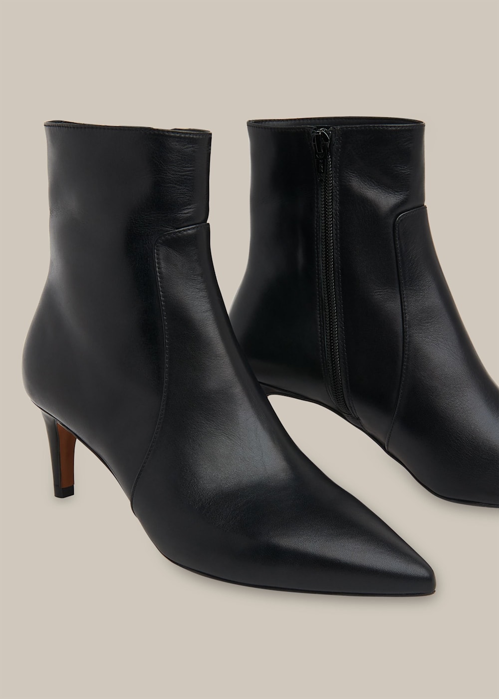 Black leather kitten heel boots shop