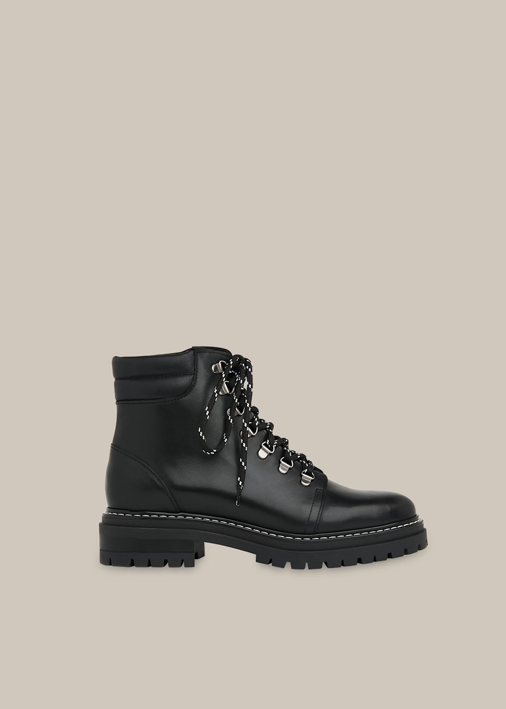 Black contrast cuff lace up hiker boots 2025