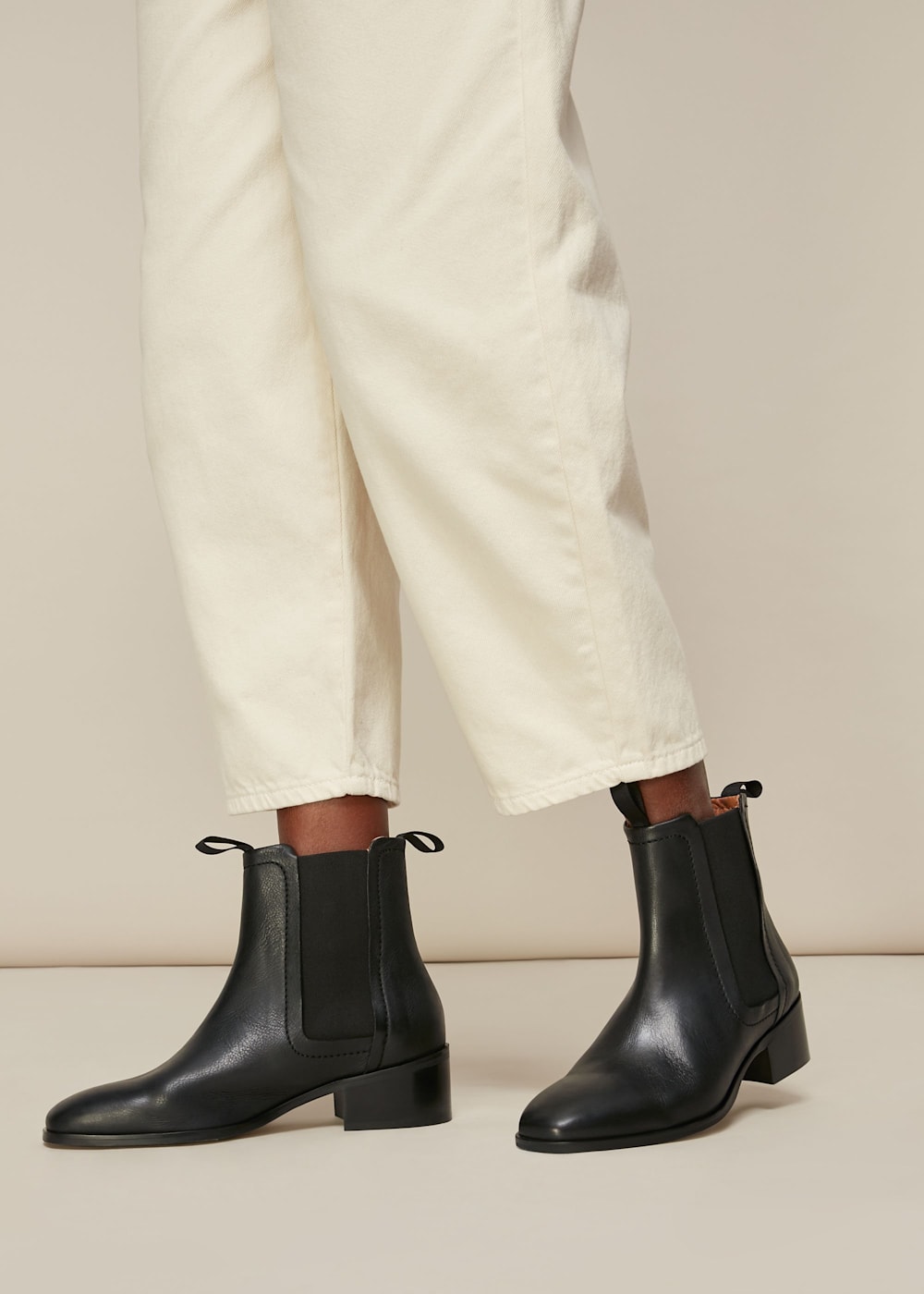 Black Fernbrook Leather Chelsea Boot WHISTLES Whistles UK