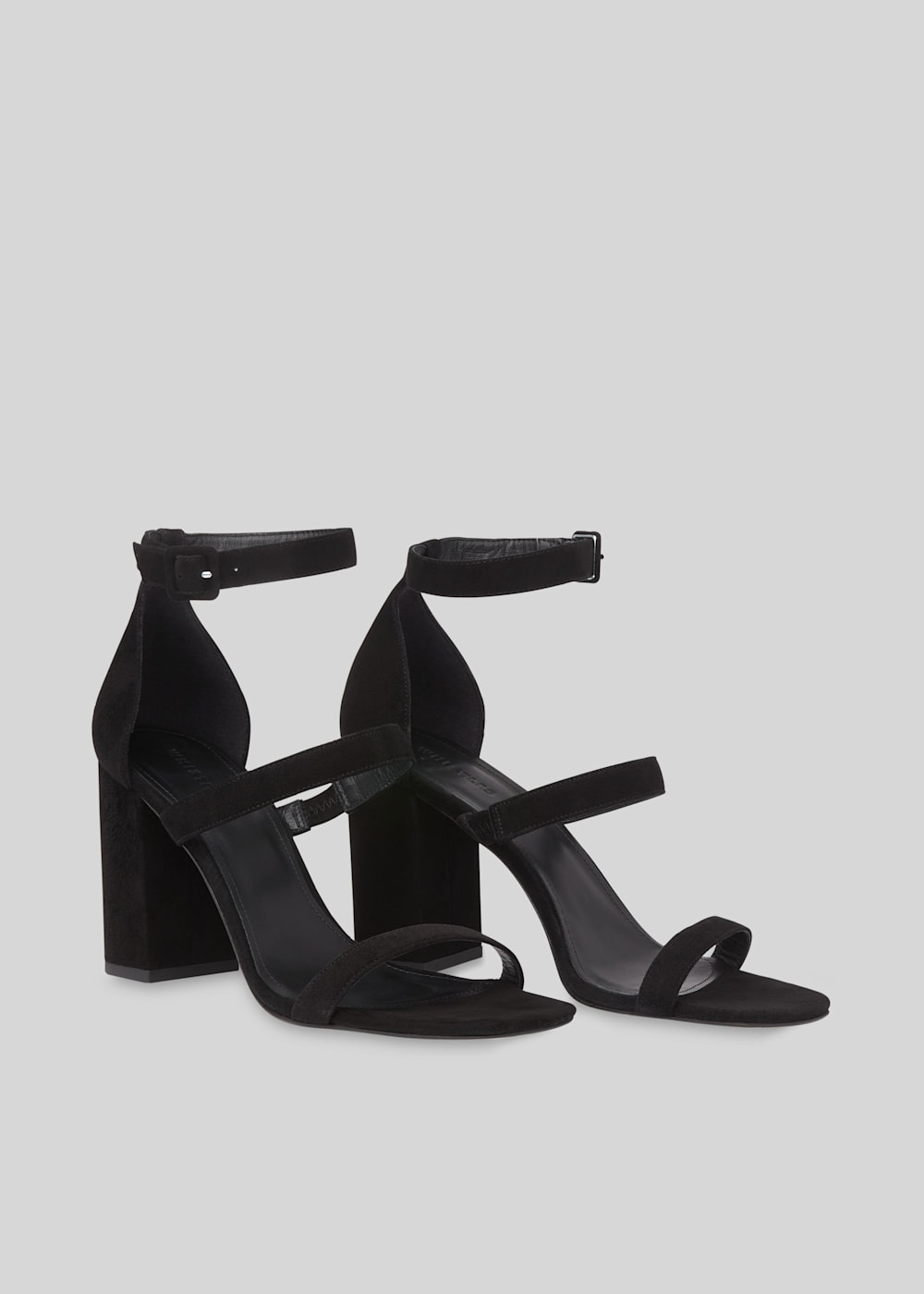 Black barely there block heel sandals best sale