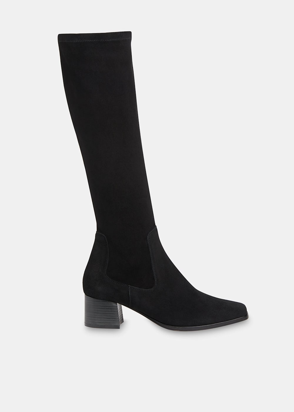 Black suede knee high boots uk cheap
