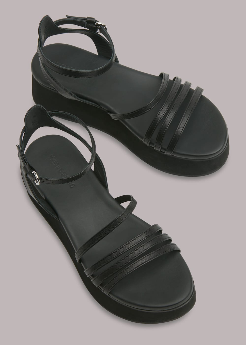 Black strappy flatforms deals