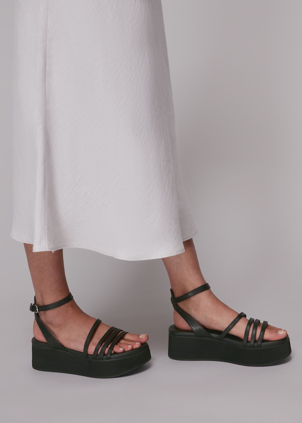 Black Cale Strappy Flatform Sandal WHISTLES Whistles UK