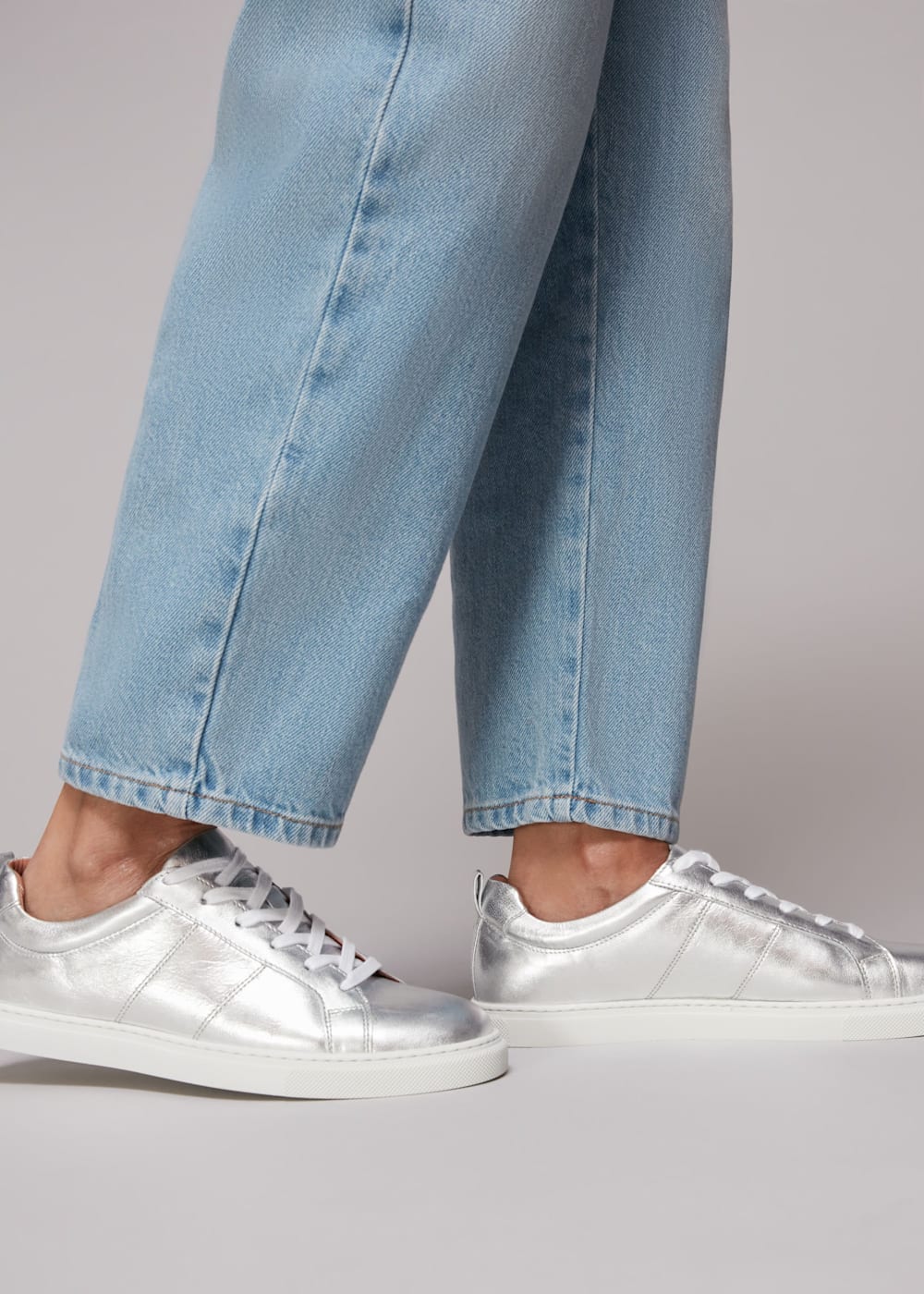 Silver Koki Lace Up Trainer WHISTLES Whistles UK