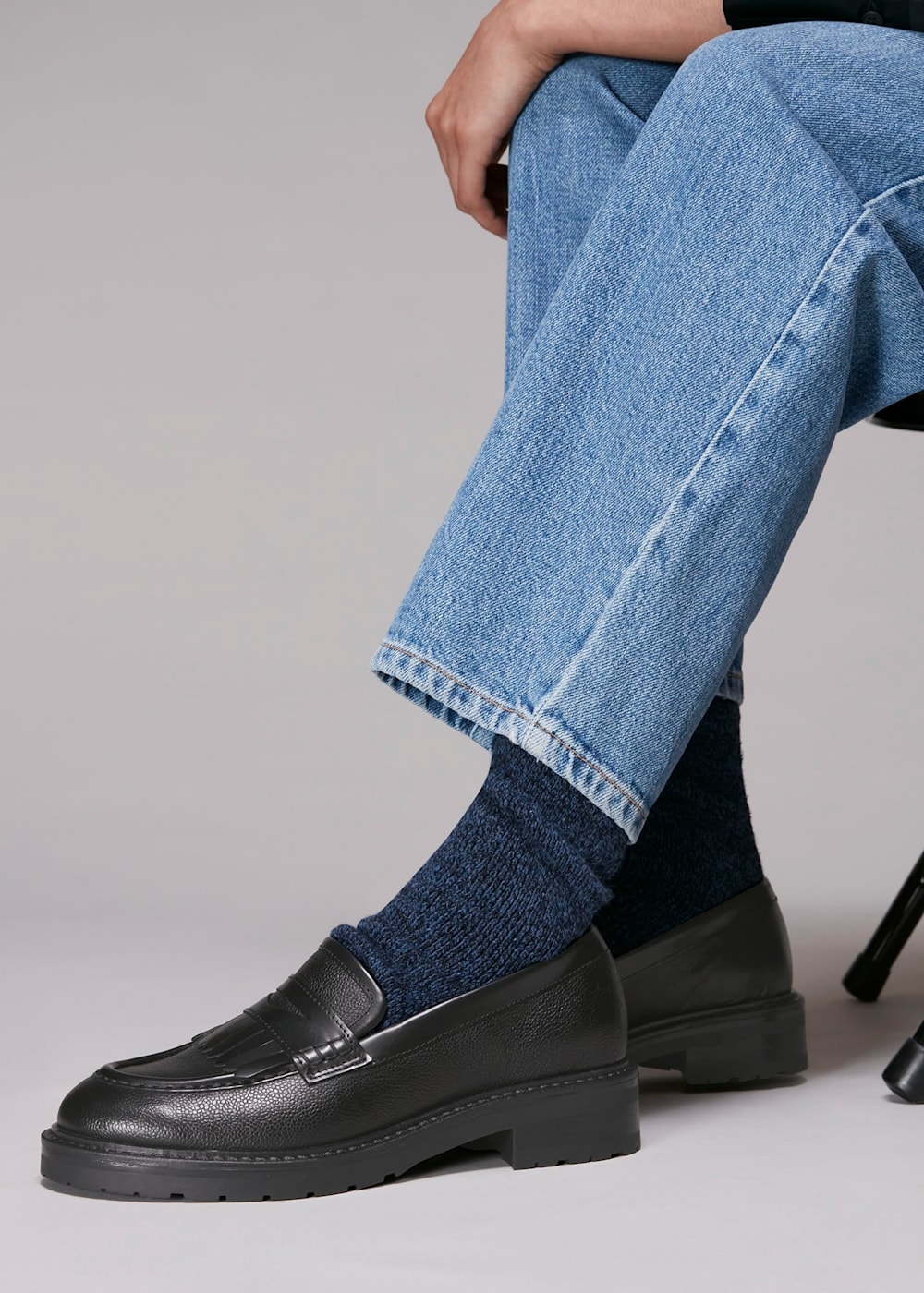 Black Camber Chunky Loafer WHISTLES Whistles UK
