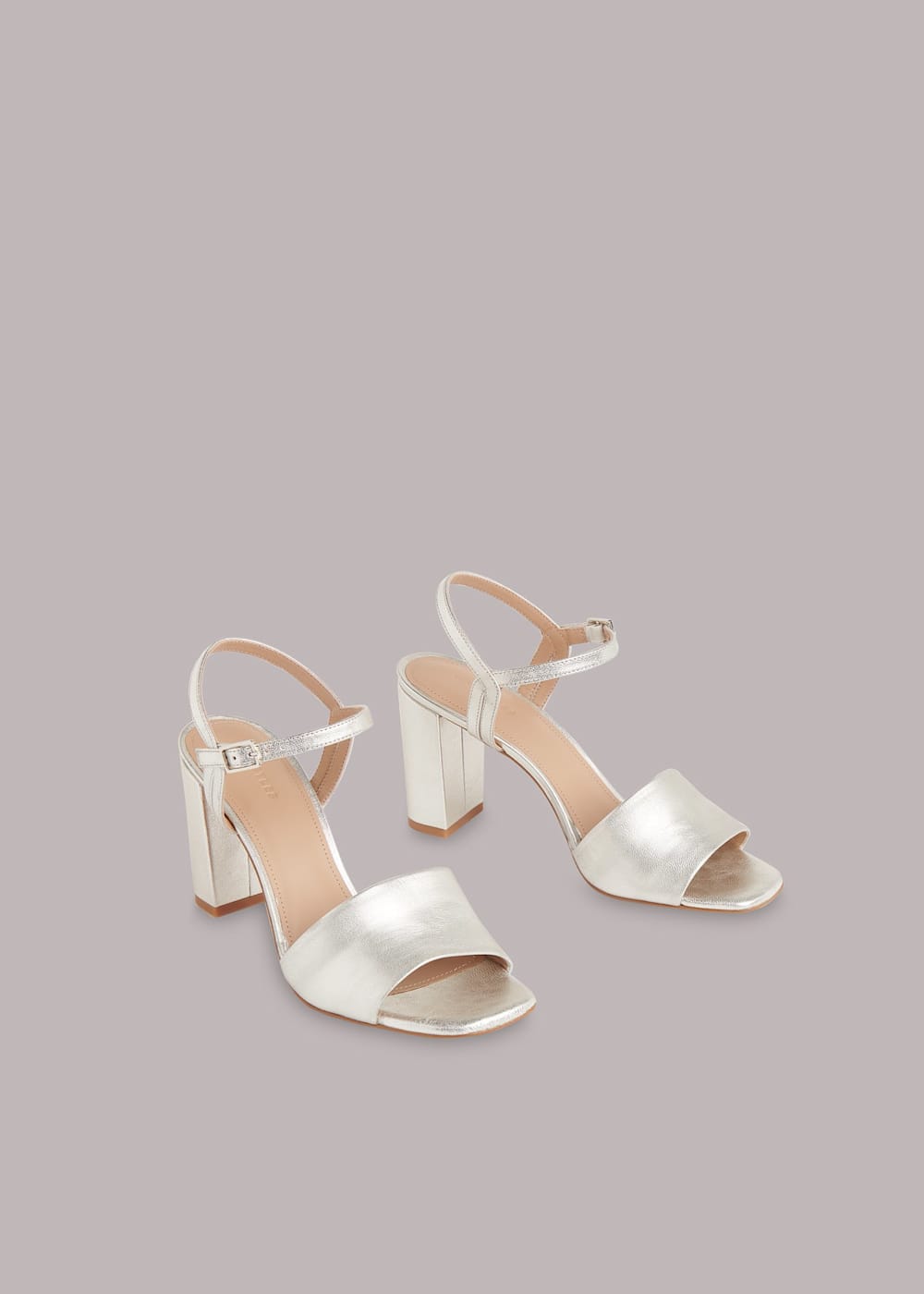 Silver high block heels on sale