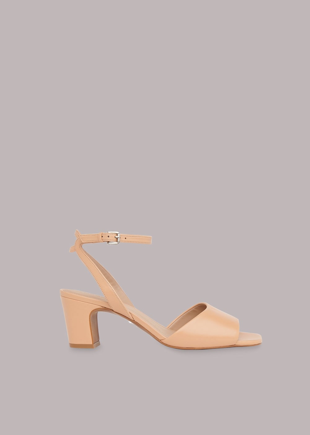 Neutral block heel sandals top