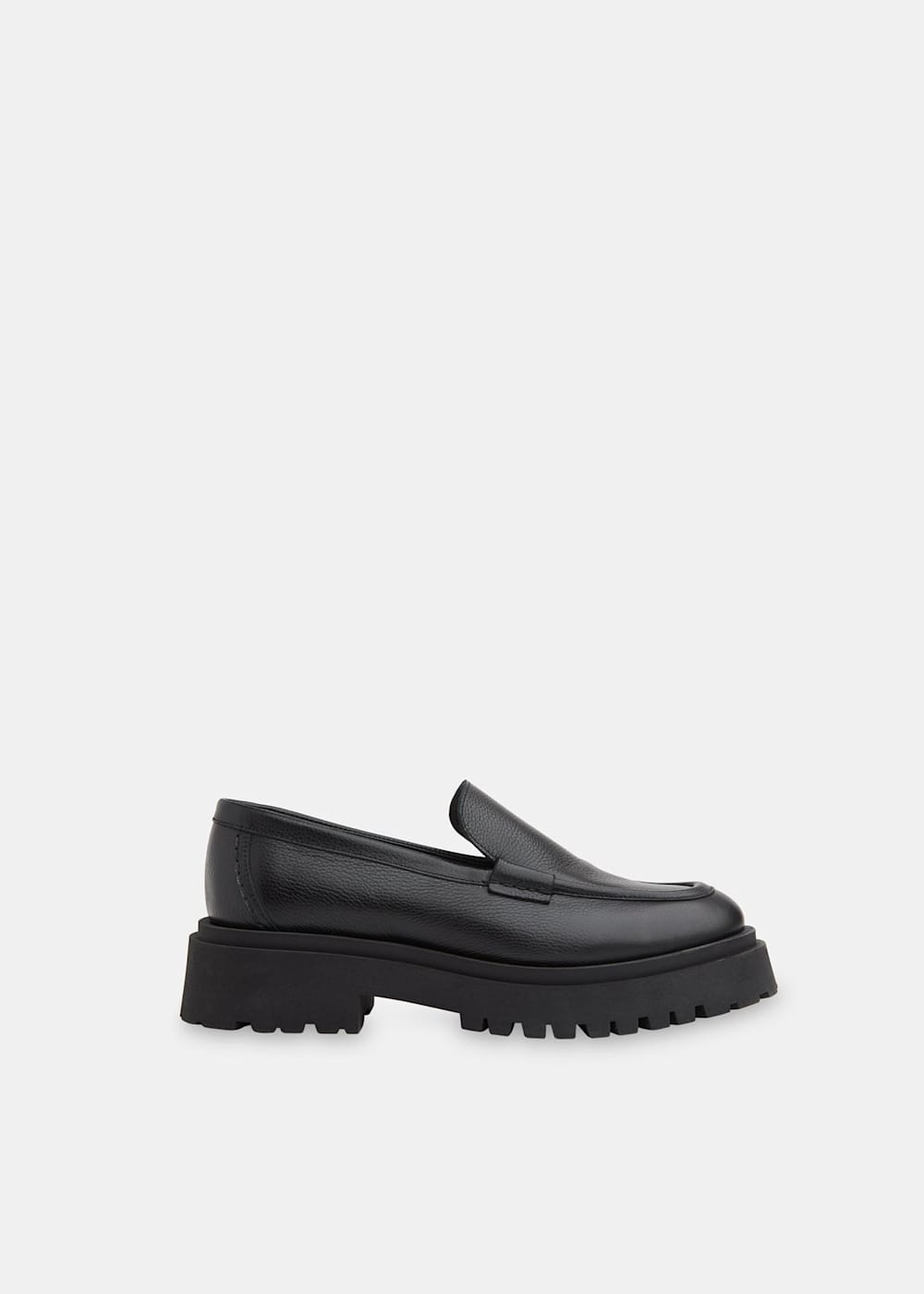 Women s Black Leather Chunky Round Loafers Whistles UK