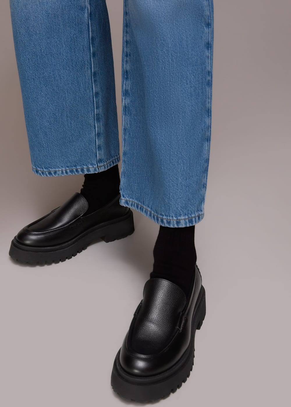 Chunky black loafers womens sales