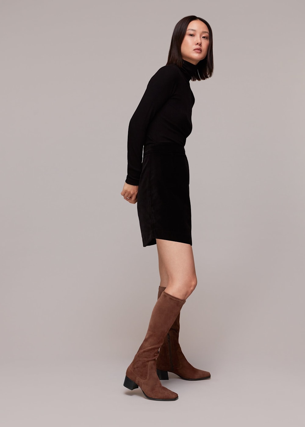Brown knee high dress boots shop