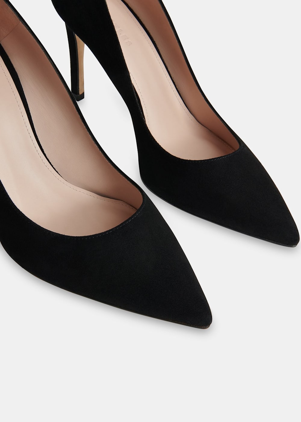 Black Suede Heeled Pumps With Pointed Toe Whistles Whistles US