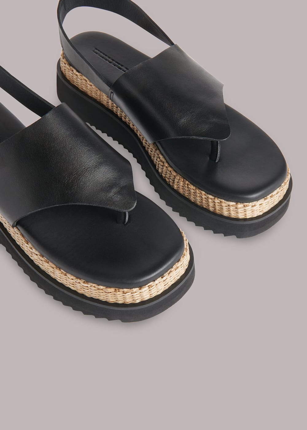 Black Lia Raffia Platform Sandal WHISTLES Whistles UK