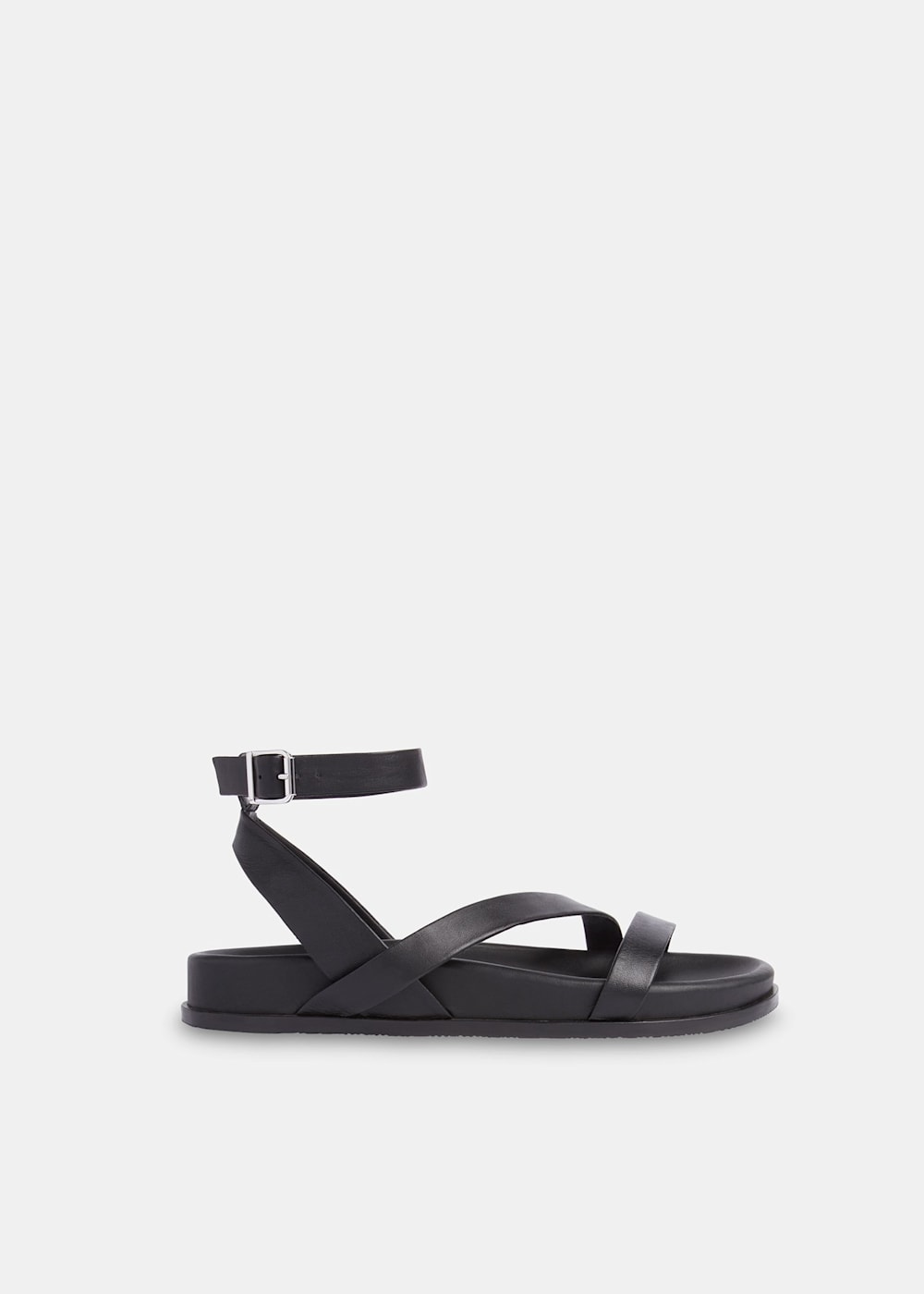 Black Gaia Asymmetric Strappy Sandal WHISTLES Whistles ROW