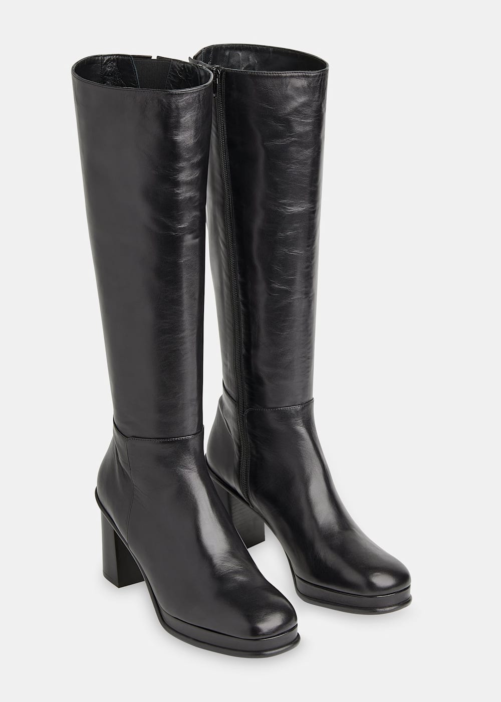 Black knee high heeled boots uk cheap
