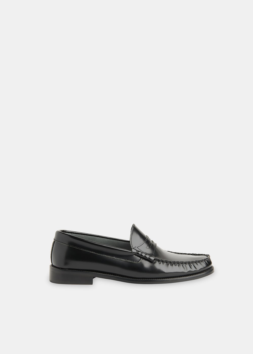 Women s Black Leather Round Toe Loafers Whistles UK