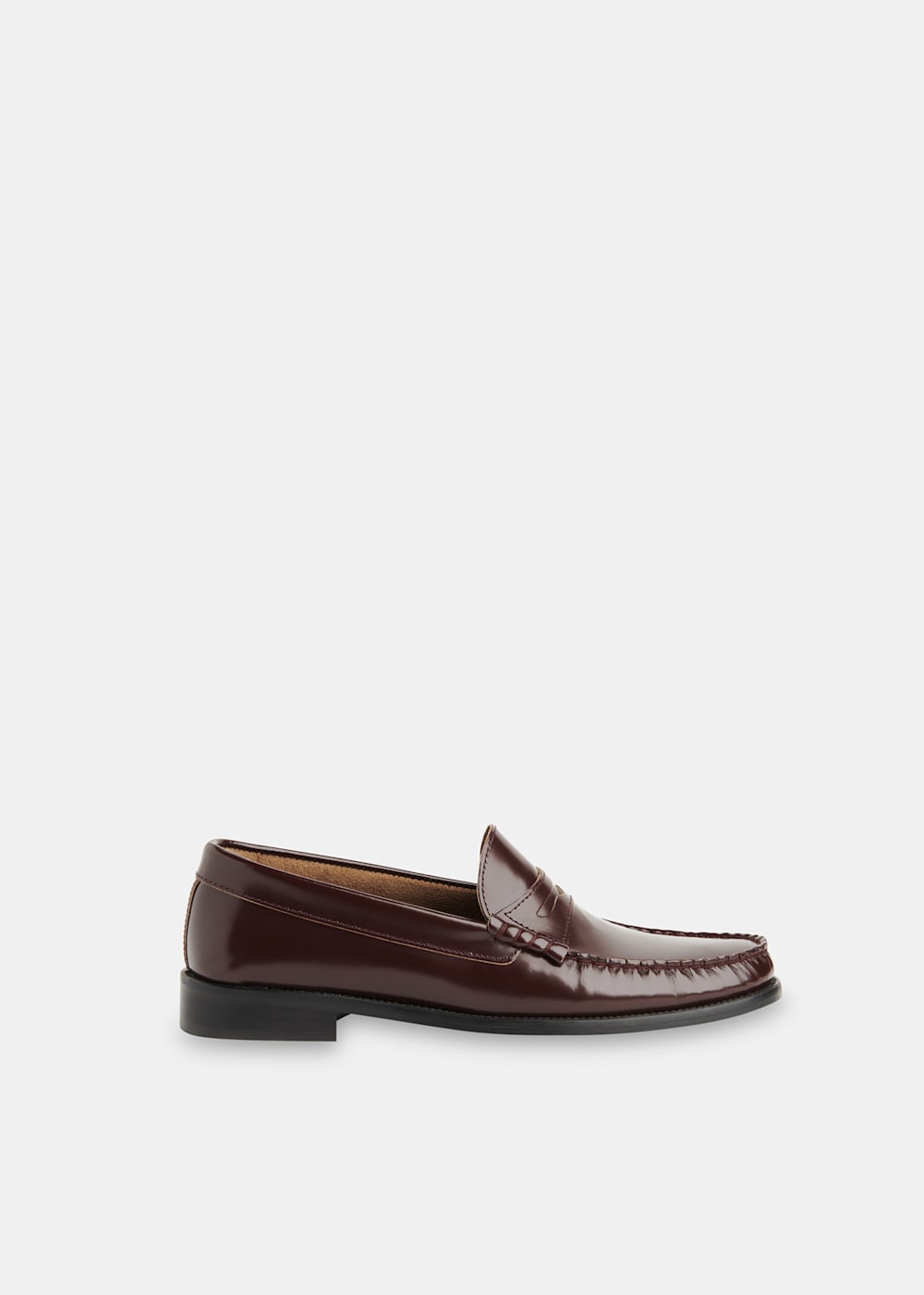 Women s Burgundy Leather Round Toe Loafers Whistles UK