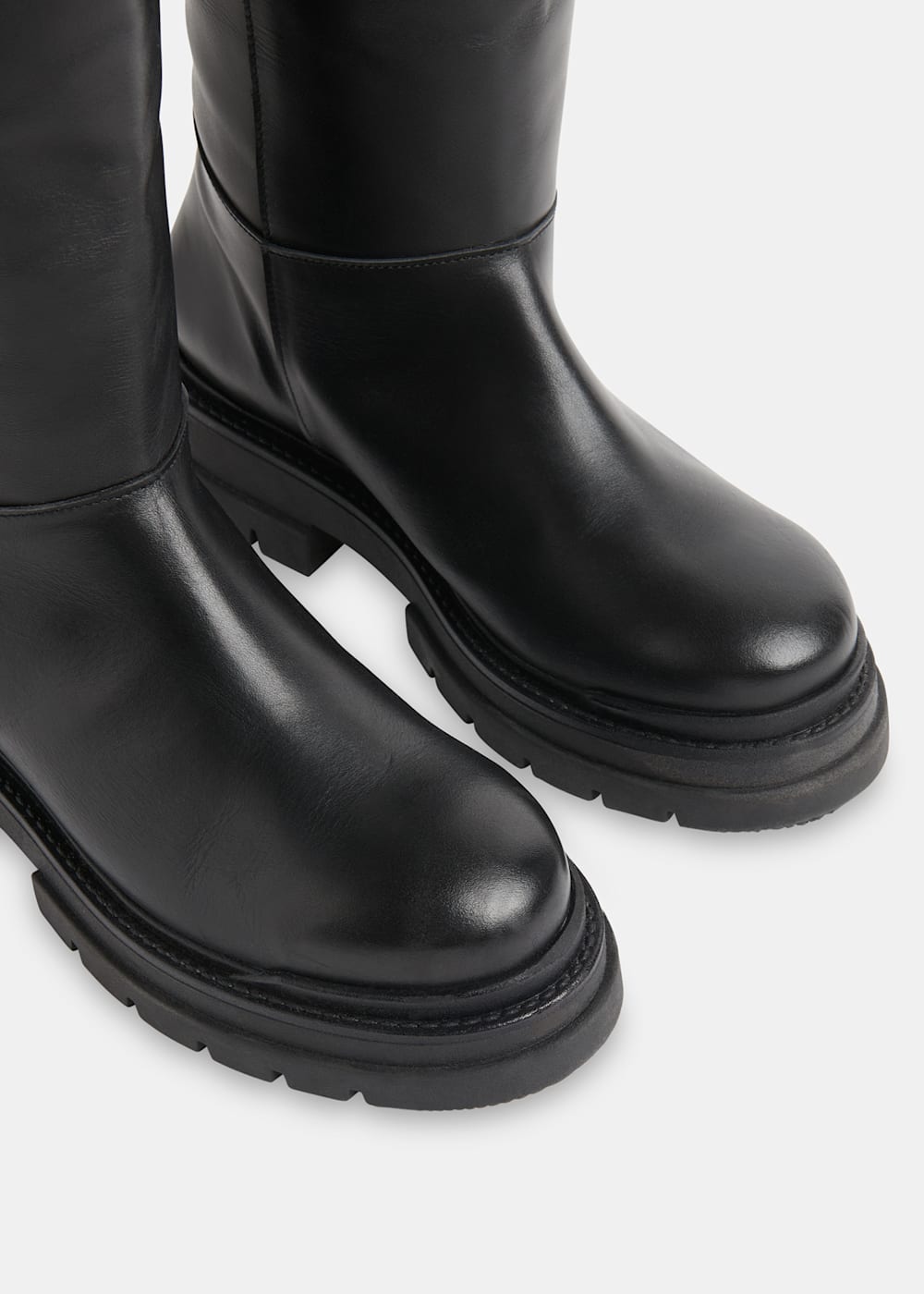 Black Maceo Lug Sole Knee High Boot WHISTLES Whistles ROW