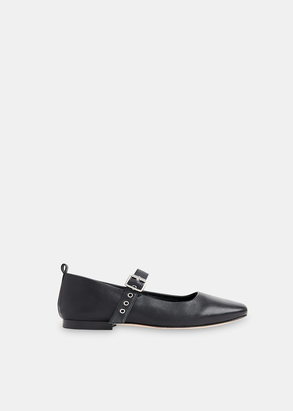 Women s Black Leather Ballet Pumps Whistles UK