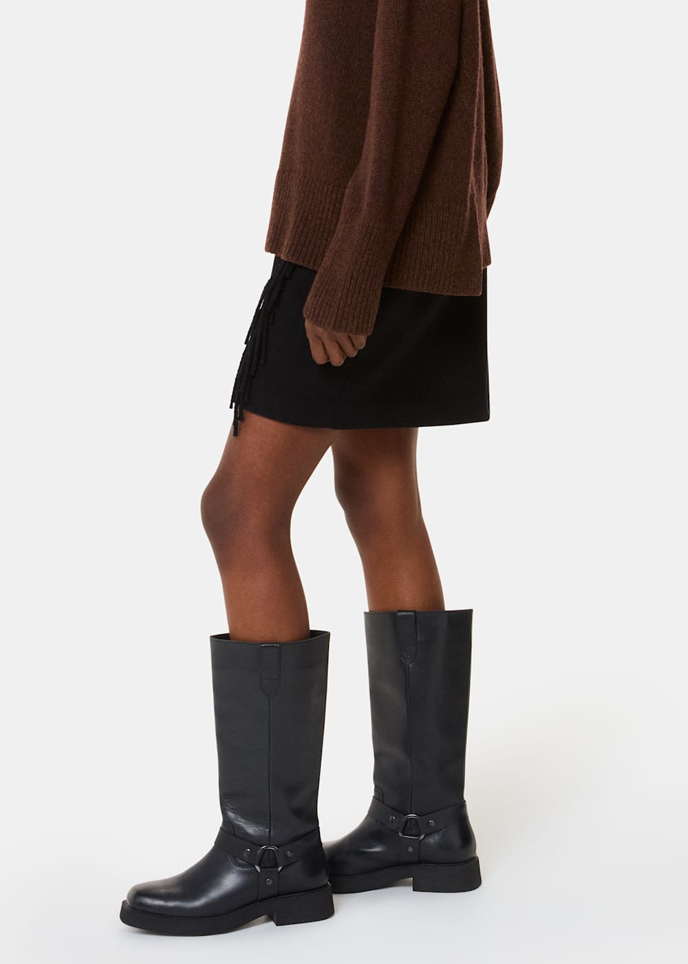 Black knee high biker boots outlet