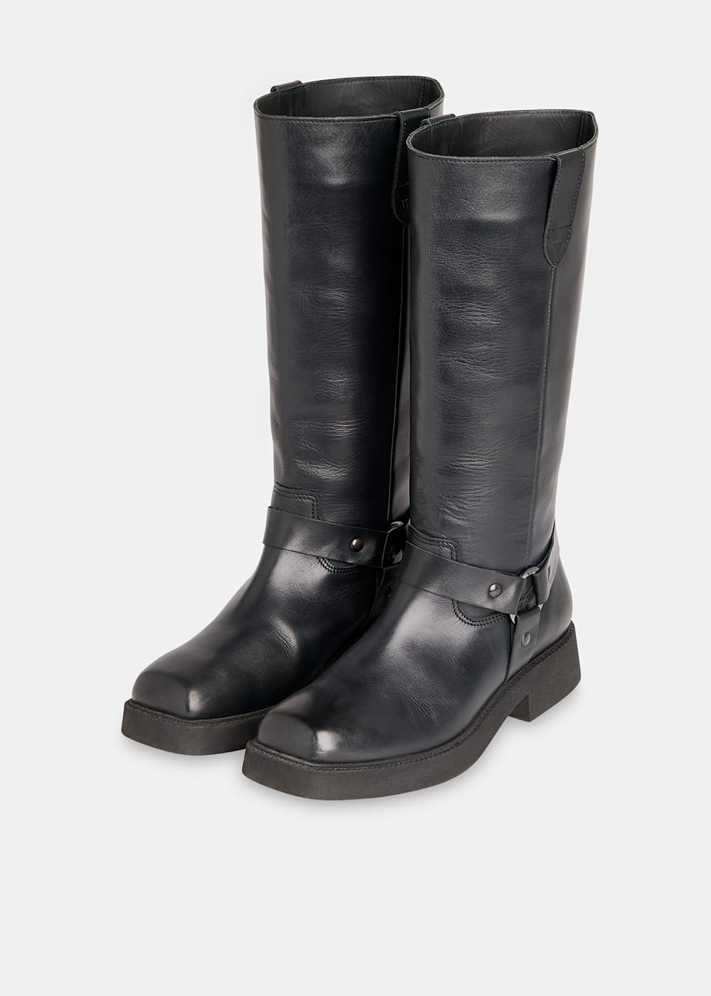 Black Matteo Knee High Biker Boot WHISTLES Whistles UK