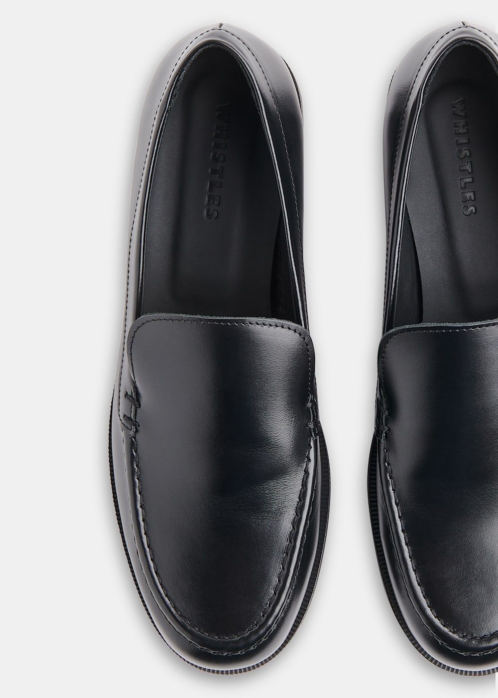 Women s Black Patent Slim Leather Loafers Whistles US