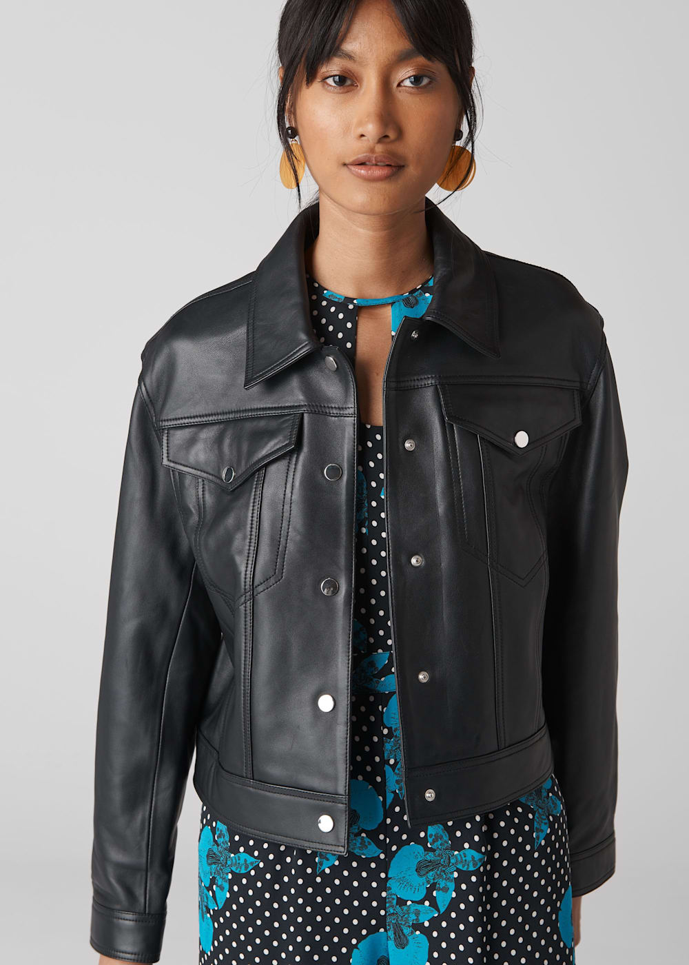 Black Western Leather Jacket WHISTLES Whistles UK