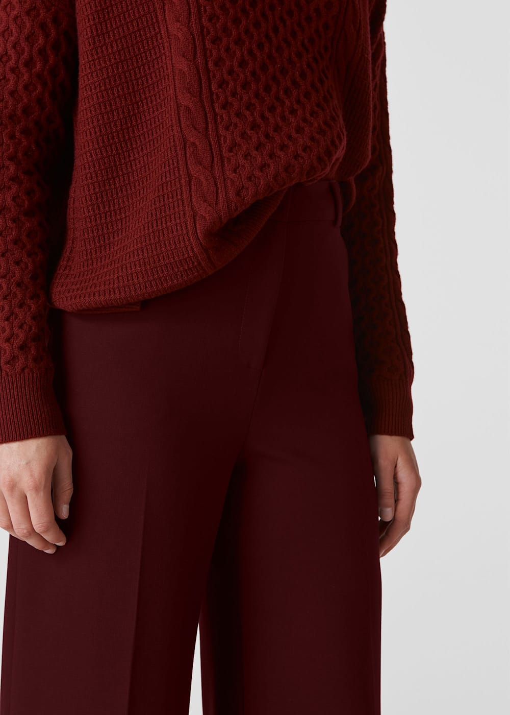 Burgundy Wide Leg Trouser | WHISTLES | Whistles US |