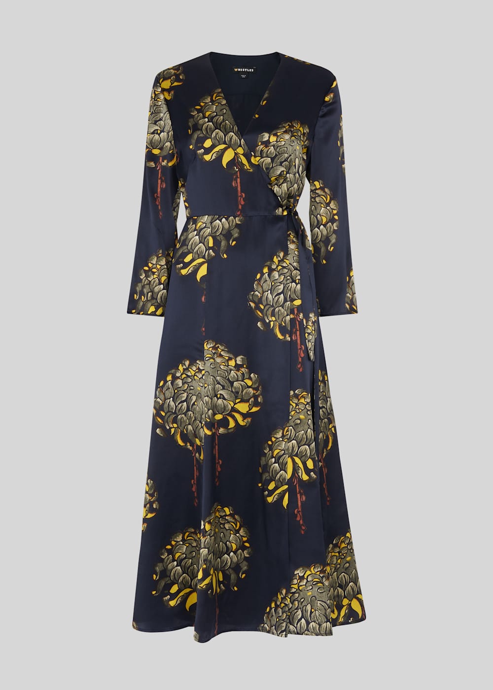 Navy Multi Gabrielle Silk Wrap Dress WHISTLES Whistles UK