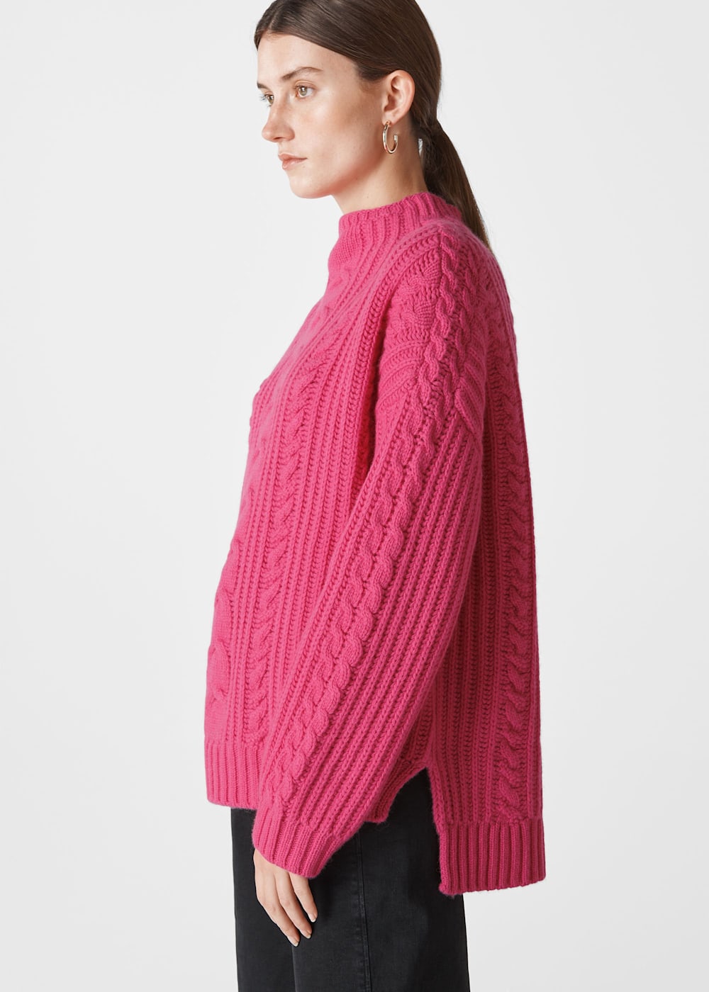 Pink cable sweater hotsell