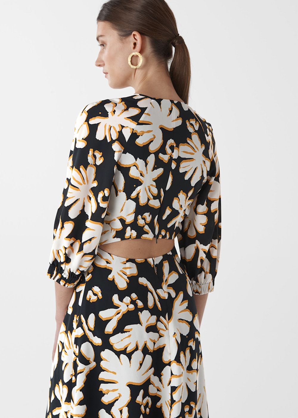Yellow Multi Palm Leaf Print Silk Jumpsuit WHISTLES Whistles ROW