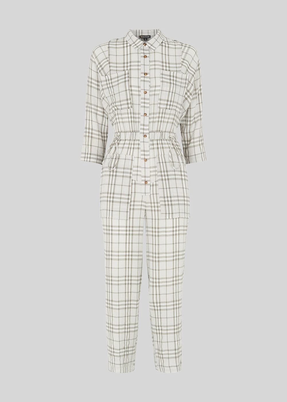 Grey check jumpsuit shop