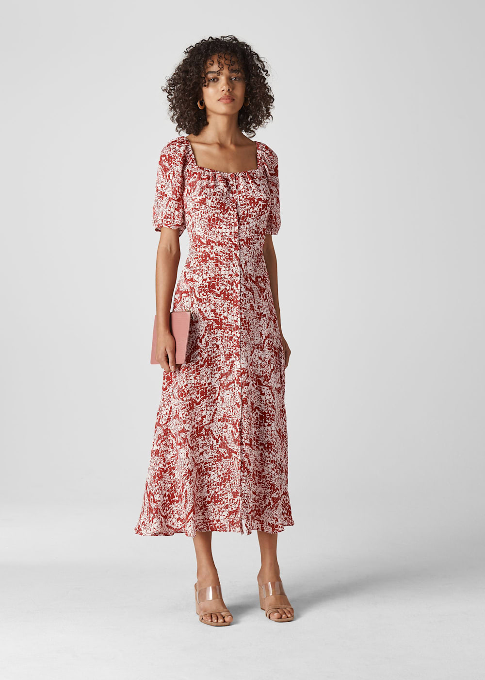 Red Multi Snake Print Silk Dress WHISTLES Whistles UK