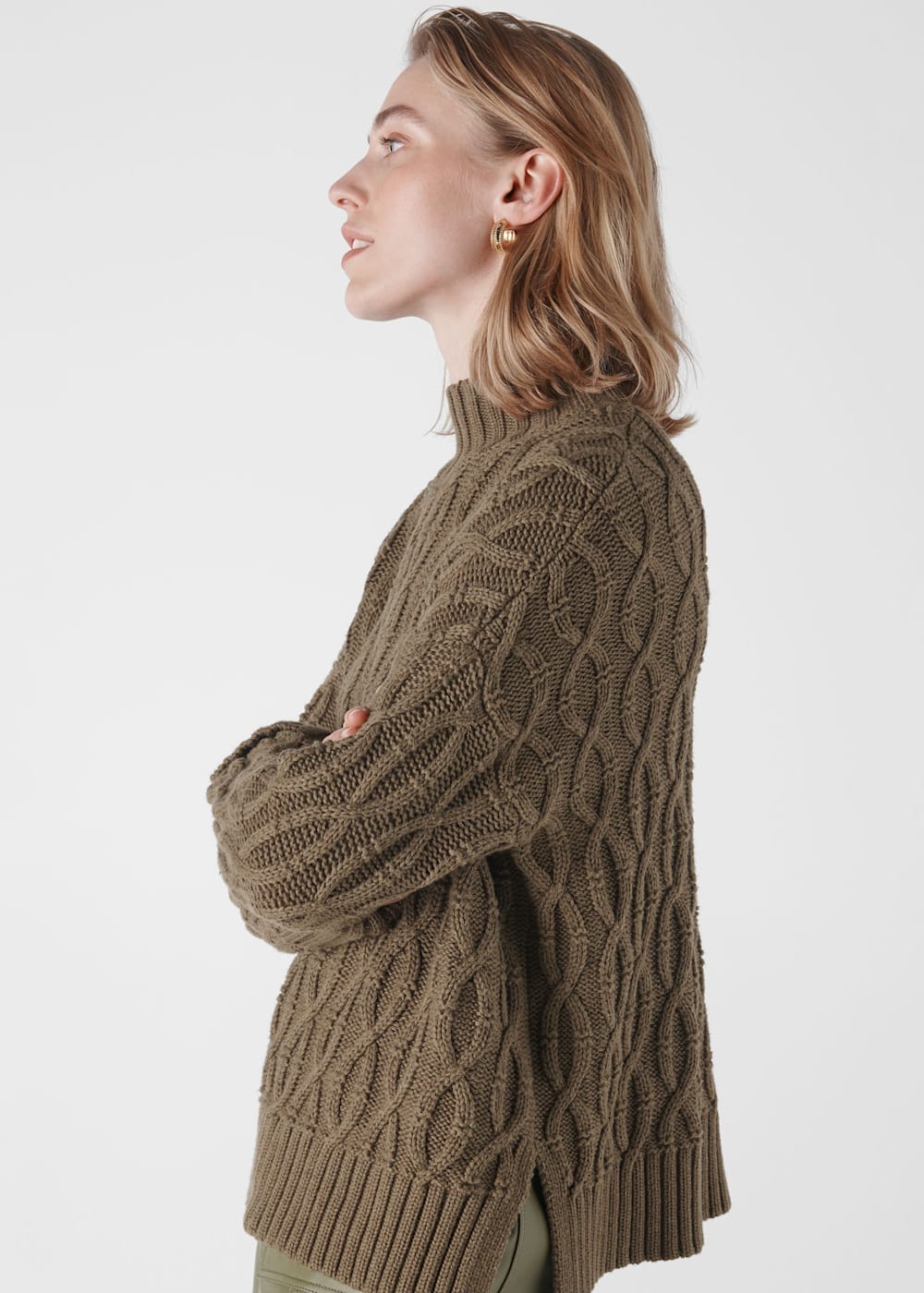 Khaki cable knit jumper top