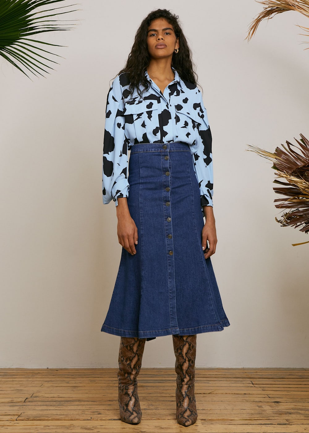 Blue Multi Animal Patchwork Print Shirt WHISTLES Whistles US